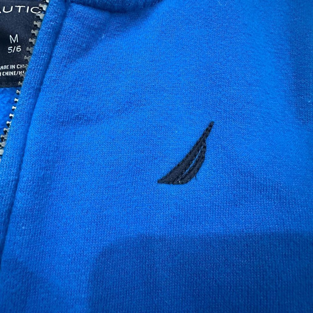 Nautica Boys Sz M 5/6 Blue Zip Up Hoodie - Picture 3 of 5